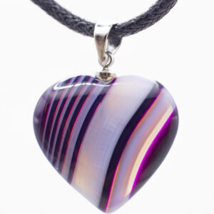 Purple banded agate small heart pendant