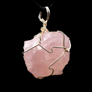 Rose Quartz - rough in wire pendant